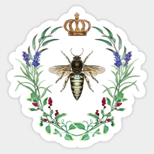 Queen Crown Floral Garden Lovers Gardener's Bee Wreath Sticker